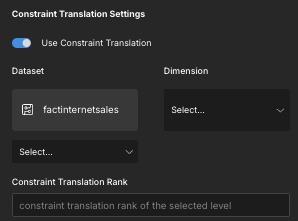 The Constraint Translation Settings section of the Relationship properties panel.